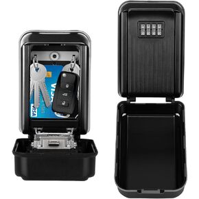 Key Lock Box for Outside, Waterproof Sturdy Wall Mounted Lock Box for House Key, 4-Digit Combination Resettable Large Capacity Security Lockbox for Home, Realtors, Garage, Apartment