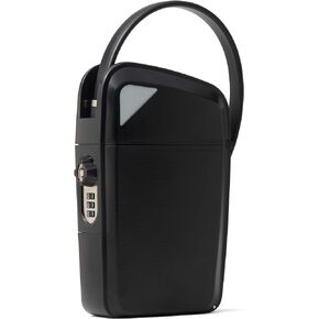 Portable Indoor/Outdoor Lock Box Safe with Key and Combination Access (Compact, White)