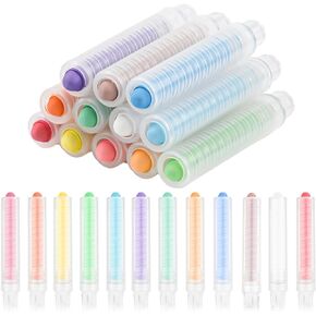 12pcs Dustless Chalk for Kids, Colorful Dustless Chalk with Holder Art Tool for Blackboard Children Drawing Writing, 3.7x0.63 Inch
