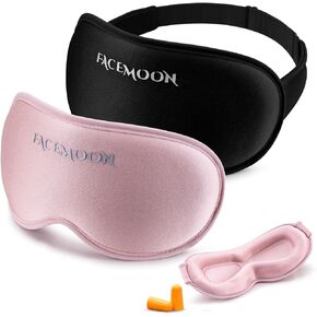 3D Blackout Sleep Mask (2 Pack) - Weighted for Enhanced Eye Comfort, Lash-Friendly, Reusable, Adjustable, Black/Pink Eye Mask/Blindfold for Travel/Yoga/Napping/Shifts/Meditation