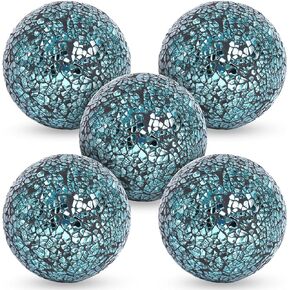 FUTUREPLUSX 5PCS Decorative Balls, 3.2inch Mosaic Glass Orbs Black Orbs Centerpiece Balls for Decorate Bowls Vases Tables Wedding Party