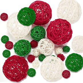 SANNIX Decorative Balls,16PCS Wicker Balls for Decorating Centerpiece Bowls Orbs Vase Fillers for Bowls,Wedding Party,Spring Summer Craft,3 Sizes 4 Colors(Light Blue, Light Brown, Dark Brown, White)