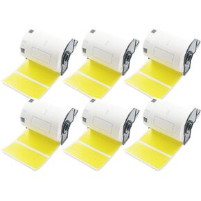 BETCKEY - Continuous Length Labels Replacement for Brother DK-2205 (2.4 in x 100 ft), Compatible with Brother QL Label Printers [6 Rolls/Continuous Labels, Mixed]