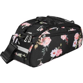 MOSISO Bike Rack Bag, Peony Waterproof Bicycle Trunk Pannier Rear Seat Bag Cycling Bike Carrier Backseat Storage Luggage Saddle Shoulder Bag