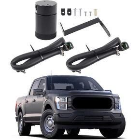 Dasbecan F-150 Oil Catch Can Kit Upgraded Separator Reservoir Tank Braided Hose Kit Compatible with 2011-2023 Ford F-150 2.7L 3.5L 5.0L Roush/Whipple Superchargers Ecoboost Raptor