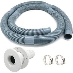 Marine Bilge Pump Hose 1-1/8 Inch Plumbing Kit, 6FT Marine Bilge Pump Hose Installation Kit, Straight Thru-Hull Scupper 1-1/8 Inch, 1-1/8 Inch Marine Bilge Pump Hose White