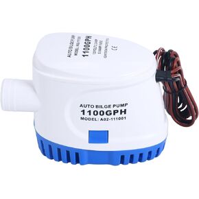 Amarine Made 12V 1100 GPH Auto Submersible Boat Bilge Water Pump with Float Switch 3/4 inch Outlet, Automatic All-in-one 3.2A Ignition Protected Marine Emergency Pump for Saltwater Freshwater