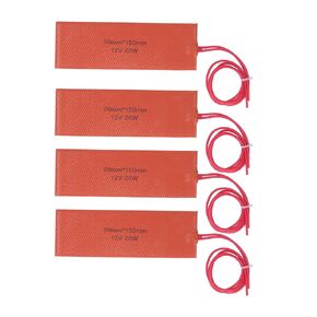4Pcs Rubber Heating Blanket Flexible Silicone Heater Mat 12V 20W Car Engine Heater 2 * 5.9inch Rubber Pad Heater Mat for Industrial Equipment