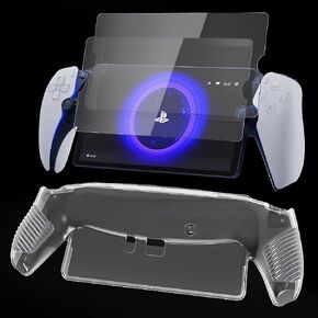 Upgraded Clear Case with Screen Protectors for Playstation Portal- Soft TPU Back Case, Anti-Scratch Protective Clear Cover Skin and 2-Pack Tempered Glass Display Guard Accessories Bundle for PS Portal in Kuwait