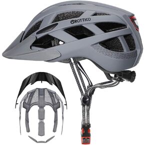 Adult-Men-Women Bike Helmet with Light - Mountain Road Bicycle Helmet with Replacement Pads & Detachable Visor