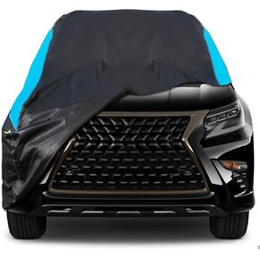 6-Layers PEVA New Material Sedan SUV Full Padded Car Cover Waterproof All Weather Weatherproof UV Sun Protection Snow Dust Storm Resistant Outdoor Exterior Custom Form-Fit Straps 188"-198" Blue