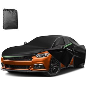 for 1994-2004 Ford Mustang Car Cover 210D Outdoor Waterproof UV Protection, for GT/Shelby/Cobra/Bullitt/ECOBOOST, with Cotton Layer, Zipper Door, Reflective Strip, Storage Bag