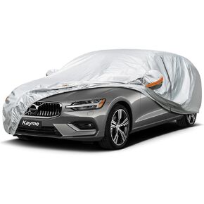 Kayme Car Covers for Automobiles Waterproof All Weather Sun Uv Rain Protection with Zipper Mirror Pocket Fit Sedan (186 to 193 Inch) 3XL