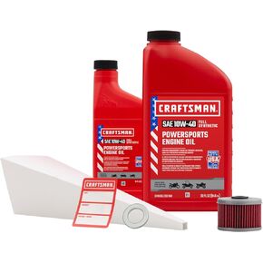 CRAFTSMAN Oil Change Kit Compatible with Honda NX250 1988-1995 1.5 Quart 10W-40 Full Synthetic - In The Kit: 1.5 Quarts of Oil, 1 Filter, 1 Crush Washer, 1 Oil Change Sticker (CMXOKLT400204)