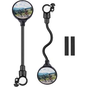 2 Pack Bike Mirror,Adjustable Rotatable Rear View Glass Convex Mirror Bicycle Mirrors,Handlebar Rear View Mirrors for Mountain Road Bike Bicycle Electric Motorcycle