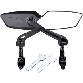 1 Pair Bike Mirror Handlebar [Left + Right], HD Glass Bicycle Mirror, 360° Rotatable Adjustable Shockproof Rearview Mirror, for E-Bike Mountain Bike Road Bike Electric Scooter