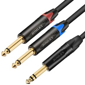1/4 inch TRS Stereo to Dual 1/4 inch TS Mono Insert Cable, TRS Stereo Y Splitter Insert Cable, 6.35mm TRS Male Stereo to Dual 6.35mm TS Male Mono Breakout Cable－10ft