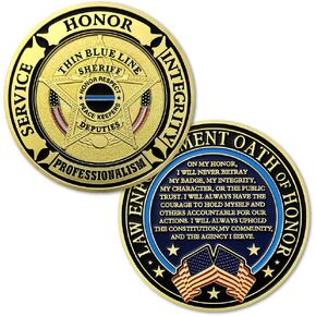 Sheriff Challenge Coin Thin Blue Line Police Prayer Coin
