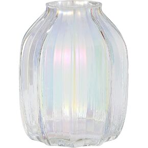Black Grey Glass Vase for Flowers,Dark Grey Bud Tall Glass Vases,H-8.0" Simple Striped Design for Home Floor Decor,Farmhouse Decor, Centerpiece Coffee Table Decorations