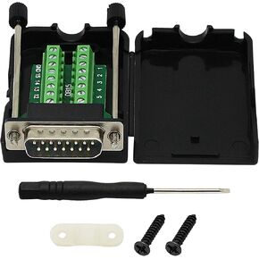 CERRXIAN DB15 Breakout Connector, DB15 D-SUB Male Solderless Serial to DB15 Screw Wiring Terminal Module Signal Breakout PCB Board with Plastic Case & Screws Long Bolt (Black) (MB) in Saudi Arabia