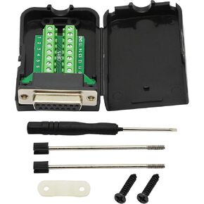 CERRXIAN DB15 Breakout Connector, DB15 D-SUB Male Solderless Serial to DB15 Screw Wiring Terminal Module Signal Breakout PCB Board with Plastic Case & Screws Long Bolt (Black) (MB) in Kuwait