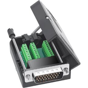 16mm Thinner DB26 Male Solderless Breakout Connector, RS232 D-SUB Serial to 26 Pin Port Terminal Solderfree Adapter with Metal Case Accessories