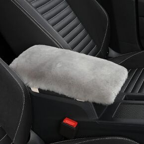 Sheepskin Armrest Cover Auto Center Armrest Cover Car Soft Console Pad, Fluffy Wool Auto Center Console Cover for Most Car Arm Rest Decoration Protector 9 x 14 Inch (Long Wool, Black)