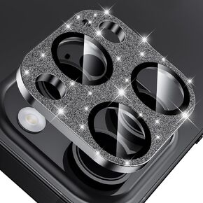 for iPhone 15 Pro/iPhone 15 Pro Max Camera Lens Protector, [Drop Protection & Full Coverage] Bling Sparkly Diamond Tempered Glass Screen Protector Metal Camera Cover - Glitter Red