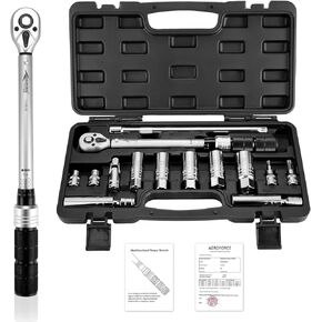 AEROFORCE 14Pcs Spark Plug Socket Set with 3/8 Inch Drive Click Cr-V Steel Torque Wrench（5-45 Lb.ft/6.8-61.2 Nm）