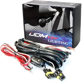 iJDMTOY (1) 9005 9006 H10 Relay Harness Wire Kit with LED Light ON/Off Switch Compatible with Automtive Driving Light, Fog Light, Retrofit, Off-Road Lighting, etc