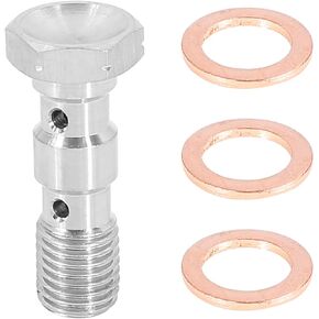 X AUTOHAUX 1 Set M10x1.25 Metric Thread Double Banjo Bolt Brake Fitting Adapter with Washers for Motorcycle Car
