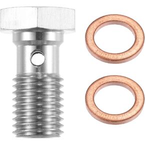 X AUTOHAUX 1pcs Stainless Steel M10x1.5 Thread Turbo Brake Line Banjo Bolt with Copper Washers Single Banjo Bolt 20mm Length in Kuwait