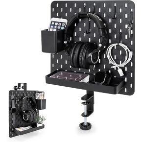 Clamp On Desk Pegboard, Short Privacy Divider, Office Partition Panel, No Drill Desk Mounted Organization Board, Display Pegboard Combination Wall Organizer or Office Gaming Home Plant 13.5"x 14"