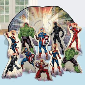 ديكور طاولة رائع من Marvel Avengers Powers Unite - نطاق مقاس 5.16 بوصة إلى 14 بوصة (عبوة واحدة) - تصميم ورقي جريء وملون ومتين - مثالي للحفلات والمناسبات التي تحمل عنوان الأبطال الخارقين