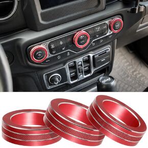 Air Conditioner Switch Knob Cover for 2018-2022 Jeep Wrangler JL JLU Gladiator JT Bling Crystal Rhinestone Button Cover Decoration Twist Ring Trim Interior Accessories Aluminum Alloy (Black 3PCS)