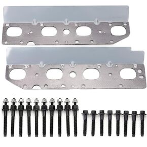 Exhaust Manifold Gasket Set + Bolts & Studs Set Compatible for 2009-2020 Chrysler Dodge Ram 5.7L V8 Engines. (Complete Set Left + Right)