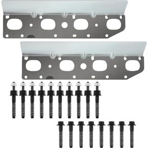 Exhaust Manifold Gasket Set with Bolts and Studs Exhaust Manifold Hardware and Gasket Kit Compatible with Chrysler/ram 5.7l 2009-2020 V8 Engines, Complete Set Left and Right for Auto Repair
