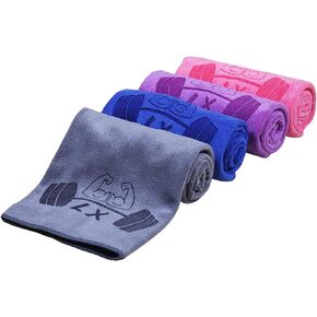 4Pack Cotton Gym Towel(13.7" x 27.5"), Yoga Sports Towel, Cool Waffle Pattern Towel for Neck and Face, Soft Breathable Absorbent Towel for Golf, Gym, Camping, Running, Workout, Kitchen