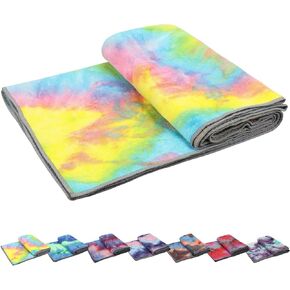 Yoga Towels , Non Slip Hot Yoga Towel Skidless Waffle Texture, 100% Absorbent Odorless Microfiber Yoga Blanket, Standard Sized 24 x72 in Mat Towel,for Hot Yoga, Bikram, Pilates ( Blue & Grey)…1