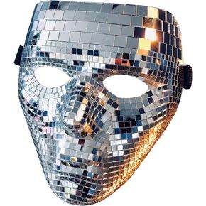 Disco Glitter Mask,6.7x7.8 Inch,Masquerade Mirror Mask for Men and Women,Halloween Face Cover,Party Disco Masks(6.7x7.8inch)