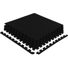 GWT FitTile Exercise Mat Set: ½" Thickness, EVA Interlocking Foam Floor Tiles for Home Gym, Workout Equipment, Floor Padding, and Play - 24 SQ FT (6 Tiles)