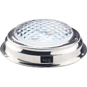 Marine Boat Dome Light LED with Switch Stainless Steel Surface Mount 12 Volts 6.7 Inches (Red and White)