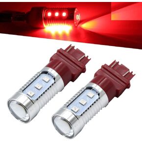Syneticusa 7443 Red LED Stop Brake Flash Strobe Rear Alert Safety Warning 12-LED Light Bulbs