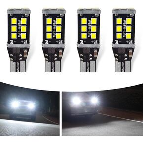 4 قطع سيارة T15 LED عكس الضوء العكسي، 2835-15smd ضوء فرامل إشارة الانعطاف الساطع، W16W 912 921 906 استبدال لمبة محرك IC الثابتة، لمبة Canbus العالمية الخالية من الأخطاء للسيارة (أحمر)