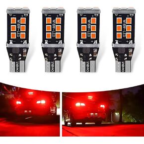 4 قطع سيارة T15 LED عكس الضوء العكسي، 2835-15smd ضوء فرامل إشارة الانعطاف الساطع، W16W 912 921 906 استبدال لمبة محرك IC الثابتة، لمبة Canbus العالمية الخالية من الأخطاء للسيارة (أحمر) in Kuwait