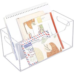 Mail Organizer Black Mail Holder Countertop Acrylic Letter Holder Box Vertical Bill Envelope Sorter Basket for Desk Mail Storage Organizer Mailbox for Desktop Office Counter