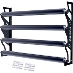 FOSHIO Vinyl Holder with Mounting Hardware, Metal Rack Heavy Duty Vinyl Storage Tool Perfect for Pulling 4 Rollers of Vinyl, Transfer Paper Tape, Wallpaper, Window Film, Wall Mount for Garage Workshop