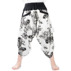 Kurop Saruel Pants Carp Pattern Japanese Pattern Wide Pants Thai Pants Aladdin Pants Dancewear Yoga Gaucho Men's Women's