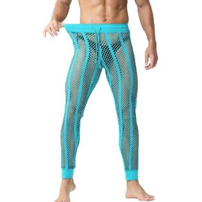 سراويل شبكية للرجال مخططة بشبكة صيد السمك، سراويل ضيقة للياقة البدنية، سراويل ضيقة للتمرين in Kuwait