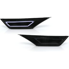 USR UNIQUE STYLE RACING DEPO civic side markers-911 Carrera Style LED Light Bar Smoke Front Bumper Sidemarker Lamp comp. with 2016-2021 Honda Civic Coupe Sedan Hatchback All Models(10thGen White LED)